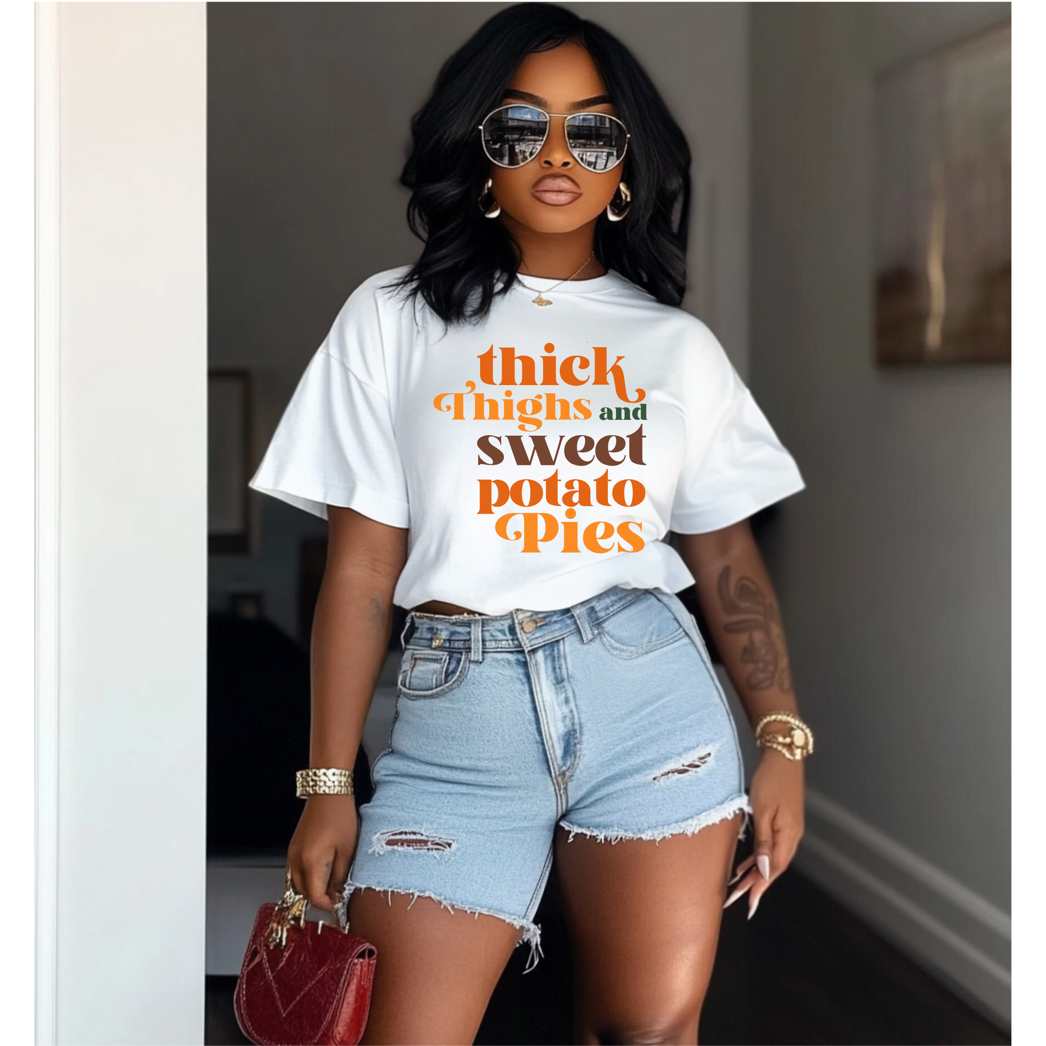 “Thick Thighs and Sweet Potato Pie” Shirt Pretty Flawless Pixie