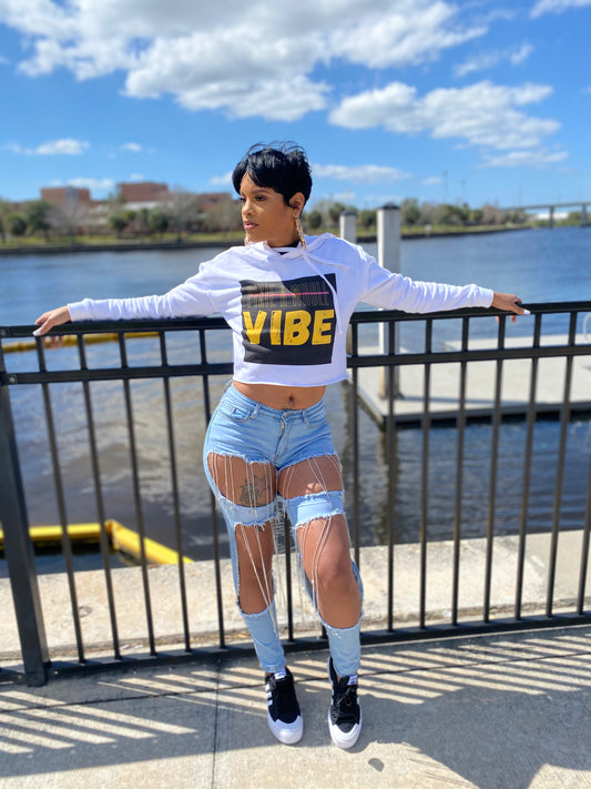 "PIXIE A WHOLE VIBE"Crop Hoodie Printify